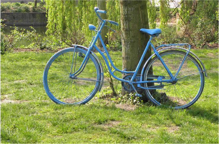 Picture Of Old Blue Bicycle
