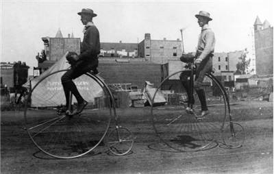 a penny farthing bicycle