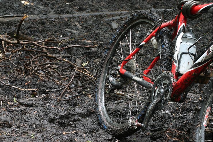 Picture Of Red Mud Mountain Bike